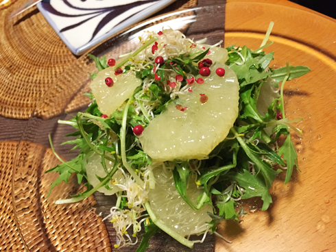 アルファルファと水菜のグレフルサラダ